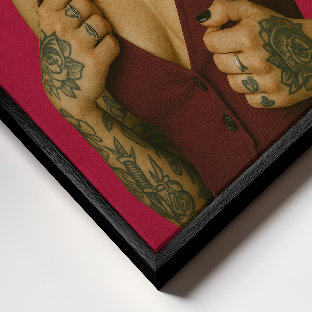 Canvas taulu - Modern Reinterpretation of the Mona Lisa kehys lähikuvassa - musta kehys