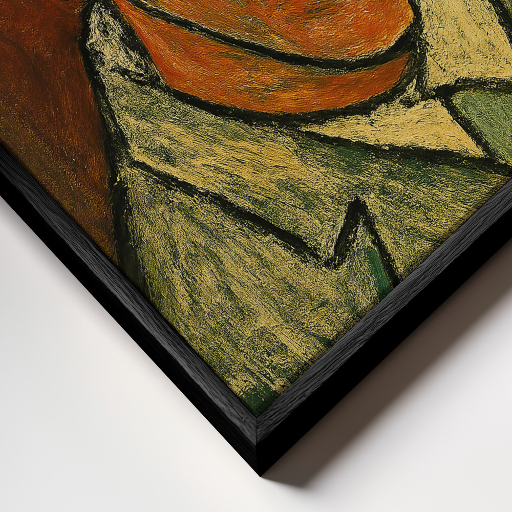 Canvas print - Red Cap Gaze frame close up - black frame