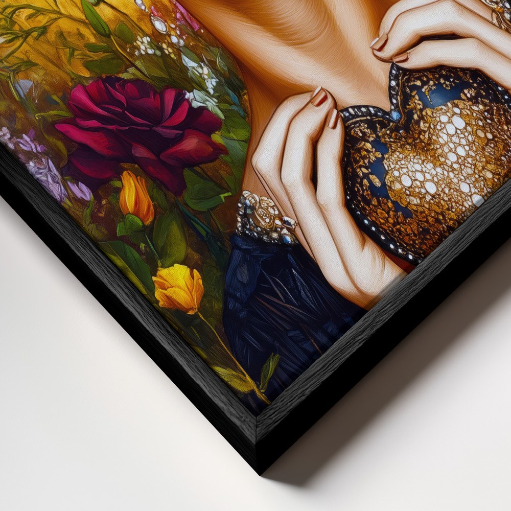 Canvas print - Frida Love portrait frame close up - black frame