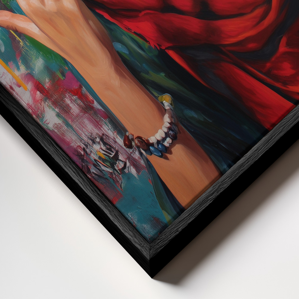 Leinwandbild - Frida Rocks rahmen Nahaufnahme - schwarzer Rahmen