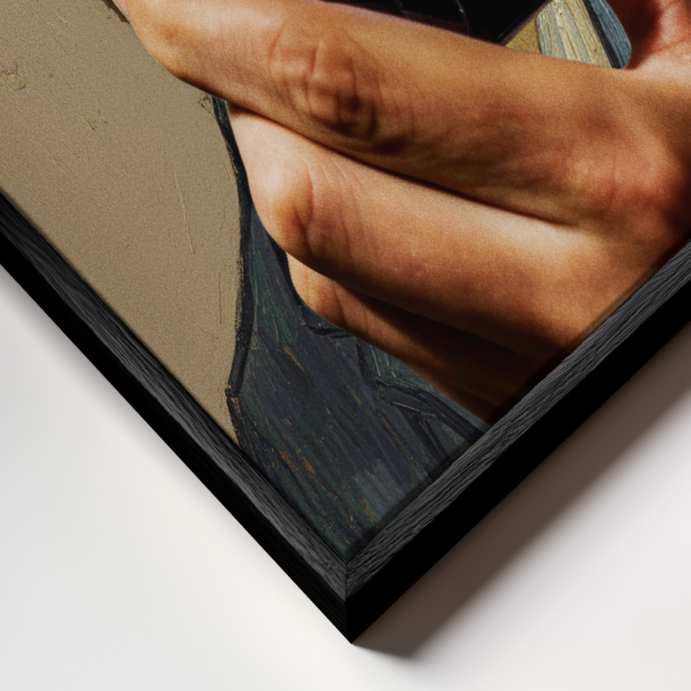 Canvas print - Sunflowers Selfie frame close up - black frame