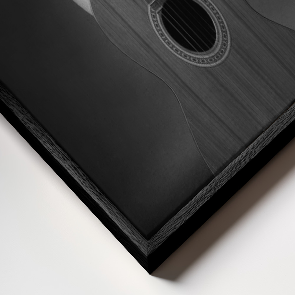 Canvastavla Girl with guitar - Tavla ram närbild - svart ram