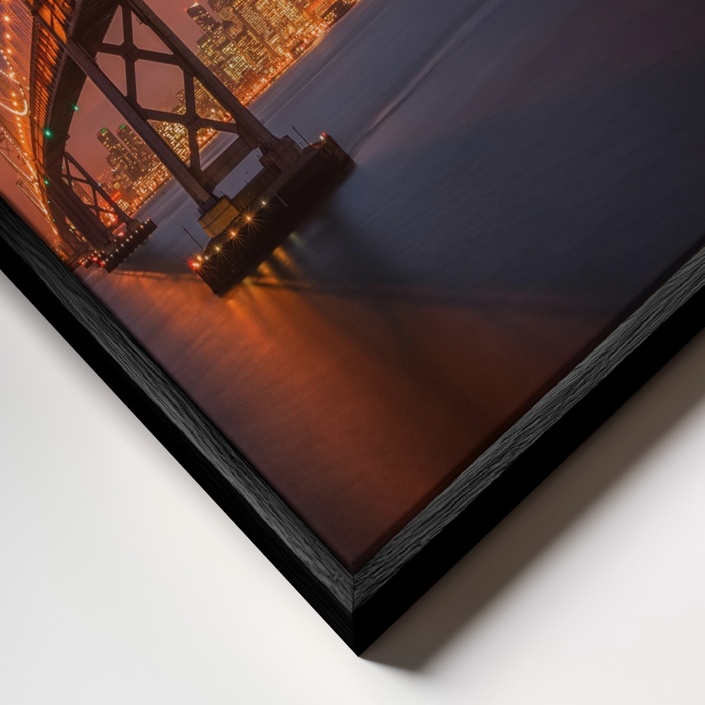 Toile - Fire over San Francisco cadre en gros plan - cadre noir