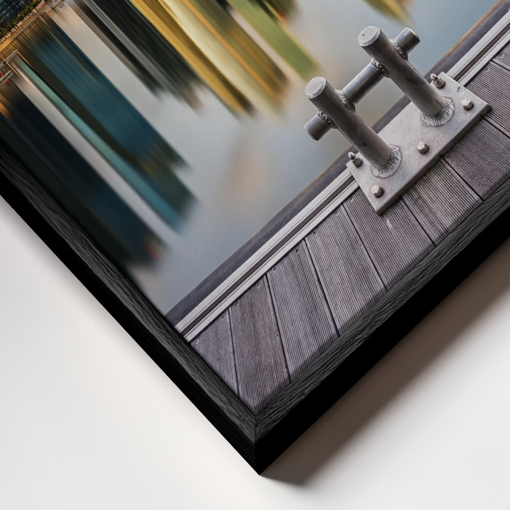 Canvas print - Golden Morning in SIngapore frame close up - black frame