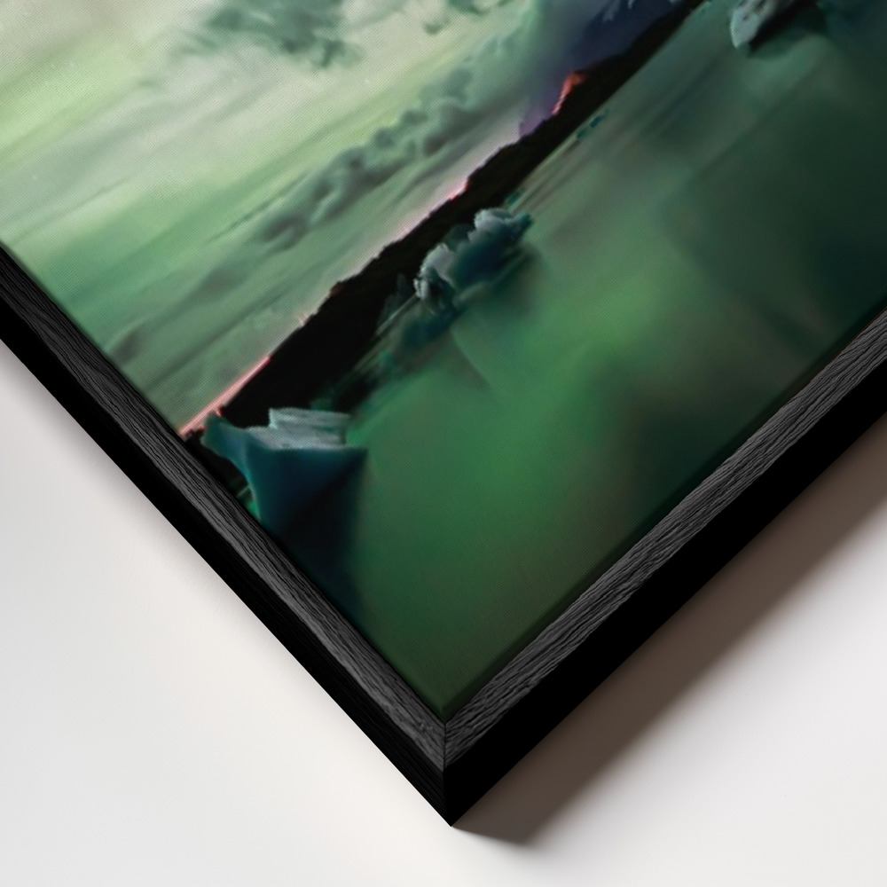 Canvas schilderi - Jökulsárlón Lake frame close-up - zwart frame
