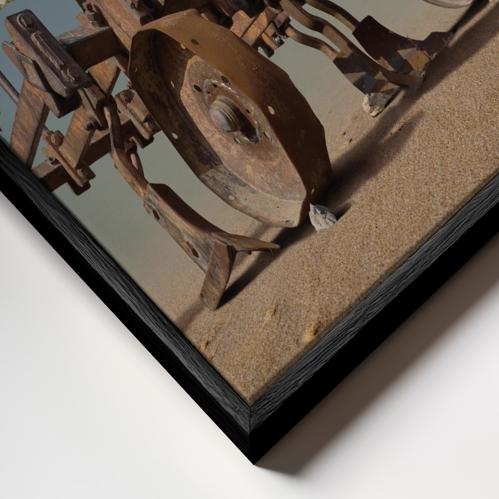 Canvas schilderi - Encounter in the desert frame close-up - zwart frame