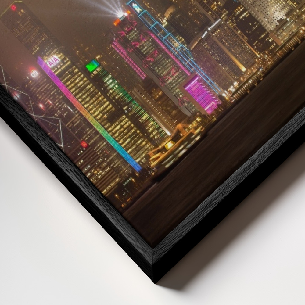 Toile - Hong Kong Island cadre en gros plan - cadre noir