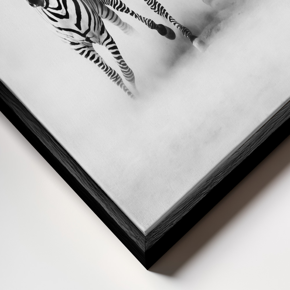 Canvas taulu - ZEBRAS kehys lähikuvassa - musta kehys