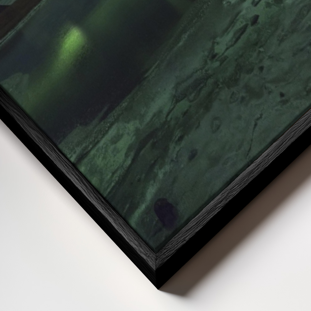 Canvas taulu - Kirkjufell Aurora kehys lähikuvassa - musta kehys