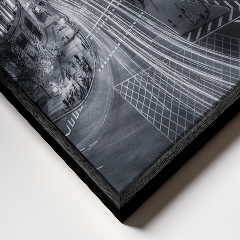 Canvas schilderi - Madrid City Lights frame close-up - zwart frame