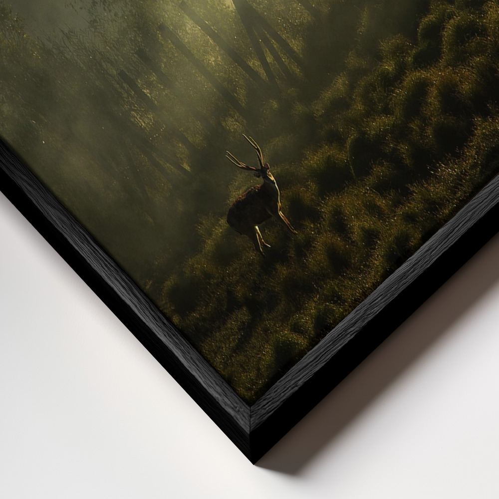 Canvas schilderi - Misty Morning frame close-up - zwart frame