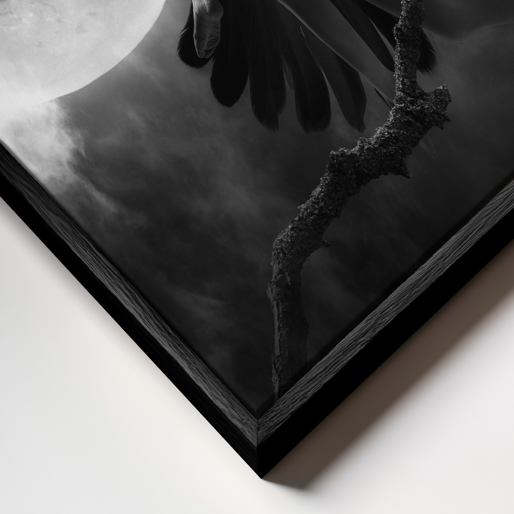 Canvas schilderi - Raven Dance frame close-up - zwart frame