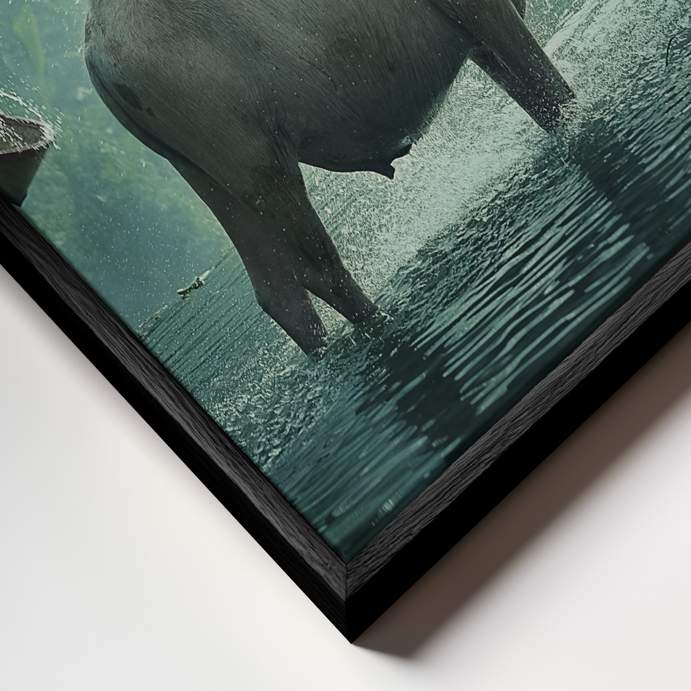 Canvas taulu - Vattenbuffel kehys lähikuvassa - musta kehys