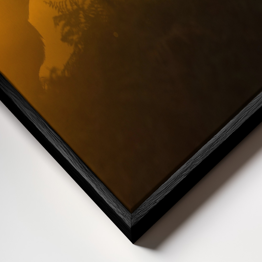 Toile - Stag in the mist cadre en gros plan - cadre noir