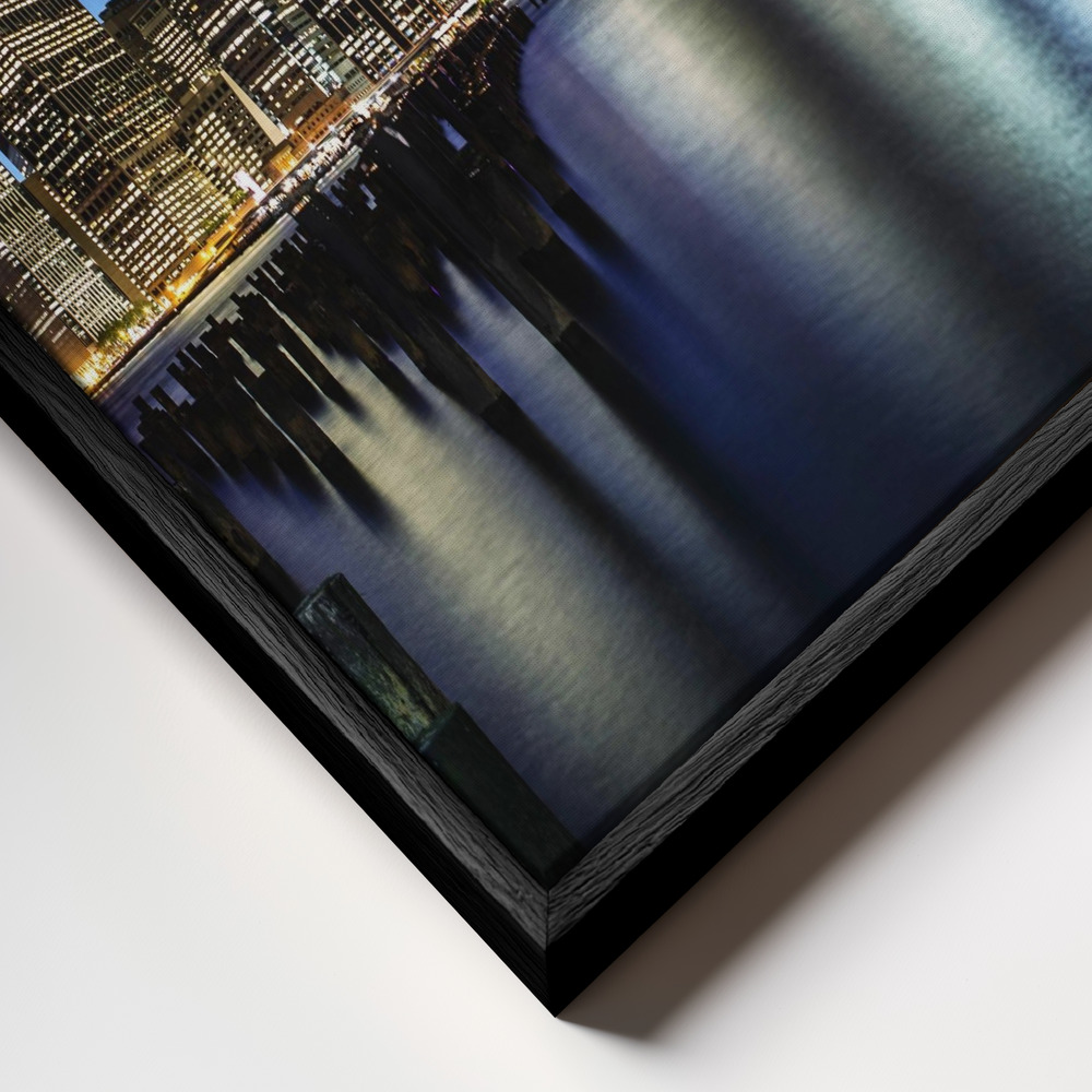Canvas schilderi - New York Sky Line frame close-up - zwart frame