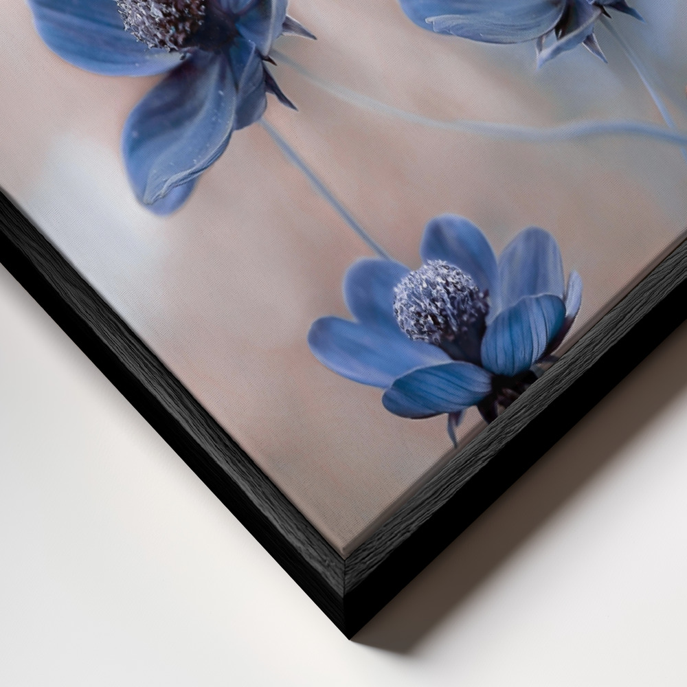 Toile - Cosmos blue cadre en gros plan - cadre noir