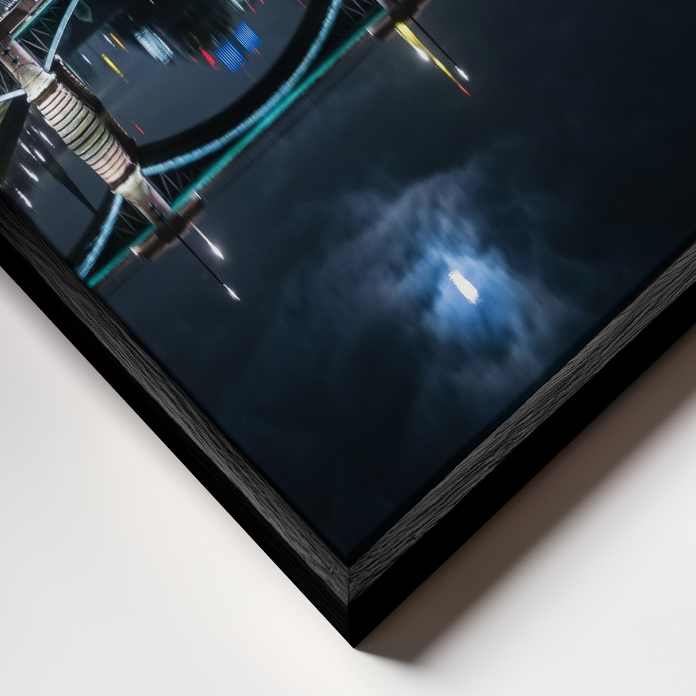 Canvas print - Frankfurt at Full Moon frame close up - black frame