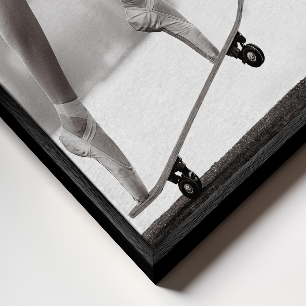 Toile - Skater Girl cadre en gros plan - cadre noir