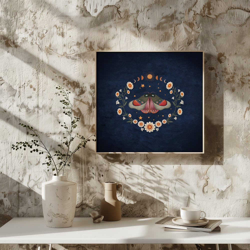 Poster - Moonlit Moth Symphony square poster interior 3