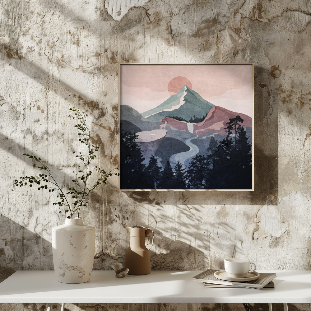 Poster - Serene Mountain View square poster interior 3