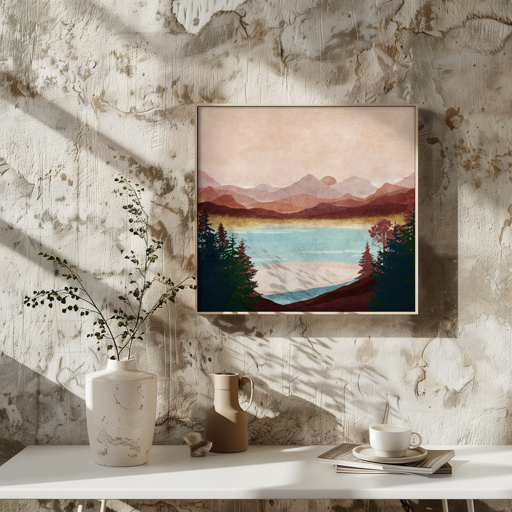 Poster - Misty Mountain View square poster interior 3