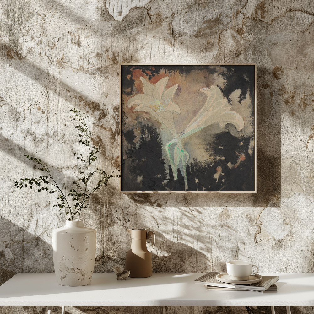 Poster - Twee Bloemen (1902) Square By Leo Gestel square poster interior 3