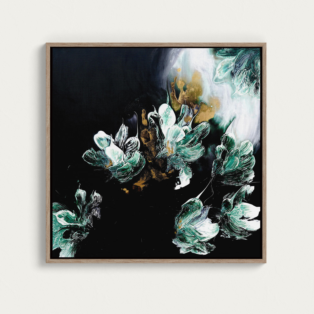 Canvas print - Celestial Garden with Green and White Flowers over dining table