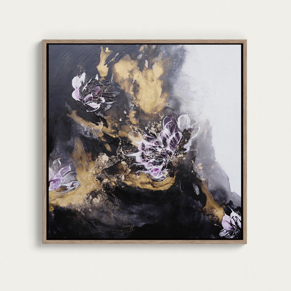 Canvas print - Floral Painting with Purple and White Blossoms over dining table
