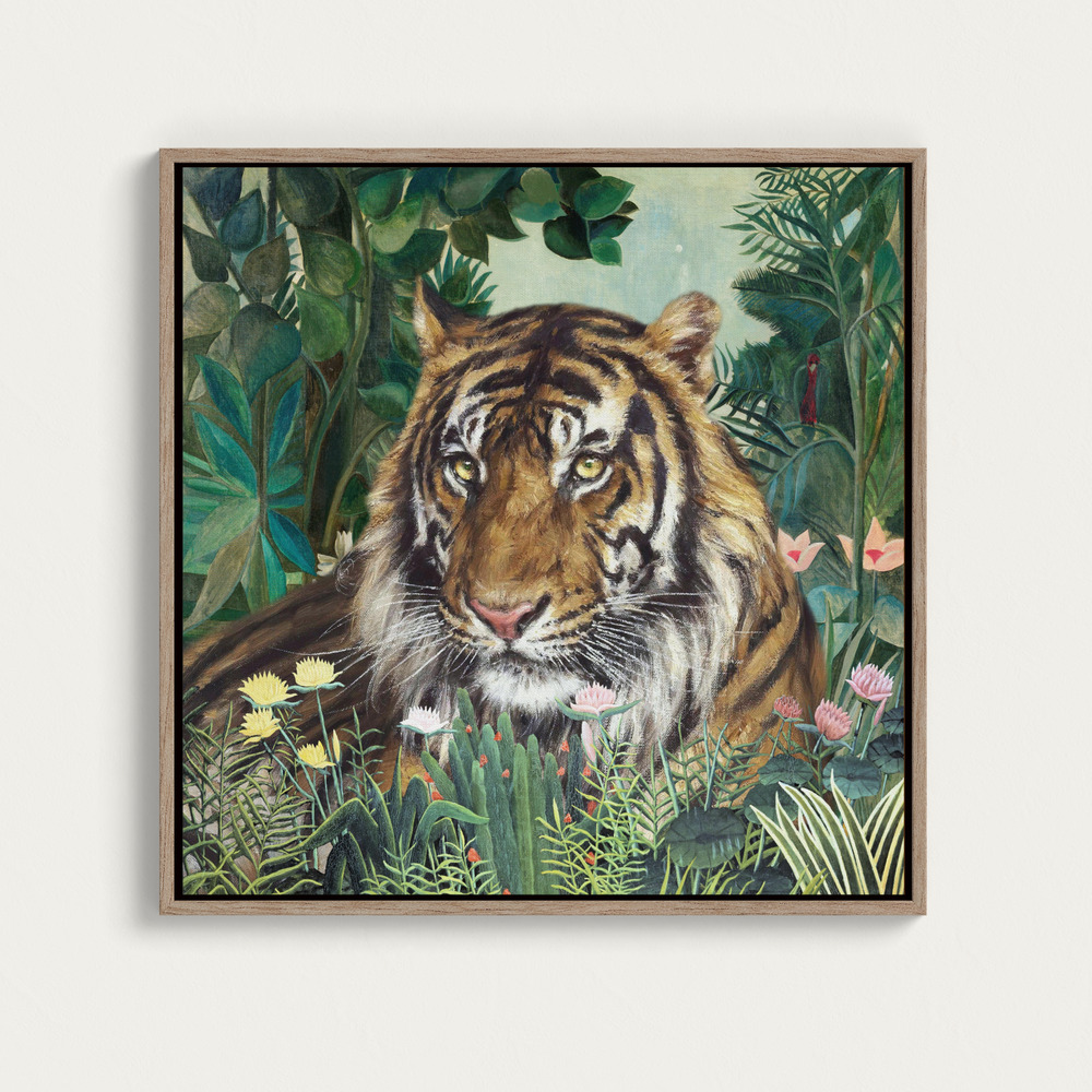 Canvas print - Reclining Tiger In a Rousseau Landscape over dining table
