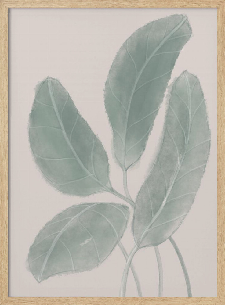 Poster - Leaves Watercolor natural wood poster frame