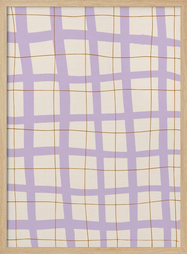 Poster - Lilac Grid natural wood poster frame
