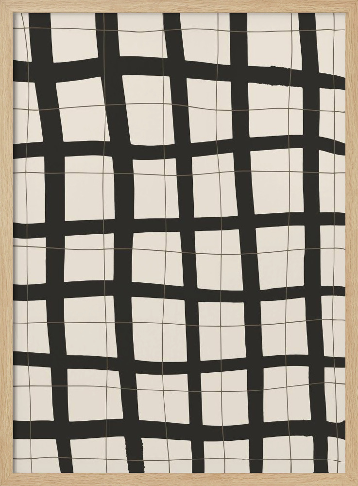 Poster - Black Grid natural wood poster frame