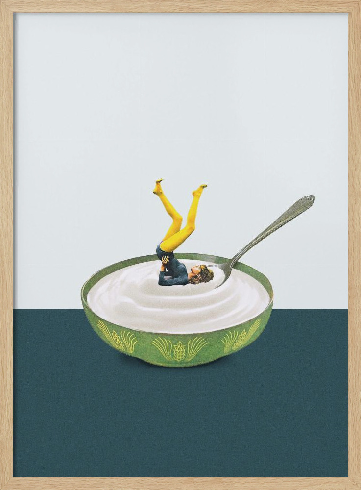 Poster - Yoga in my yogurt posterframe van natuurlijk hout
