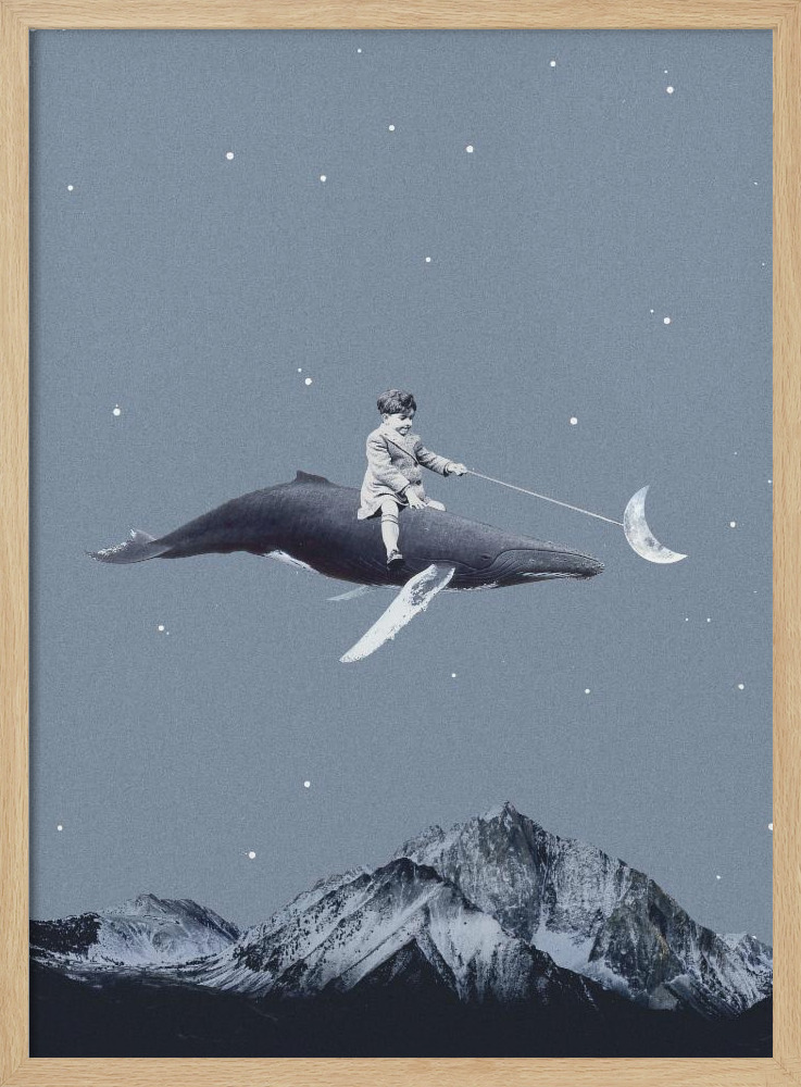 Poster - Aim for the moon natural wood poster frame