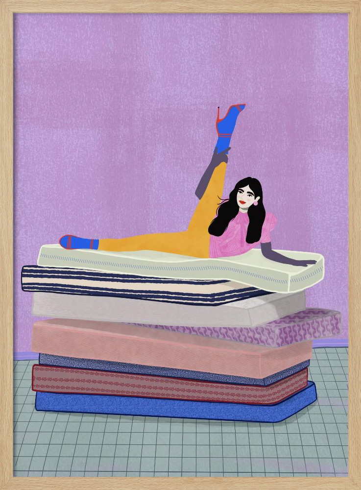 Póster - Raise your leg up to your head natural wood poster frame