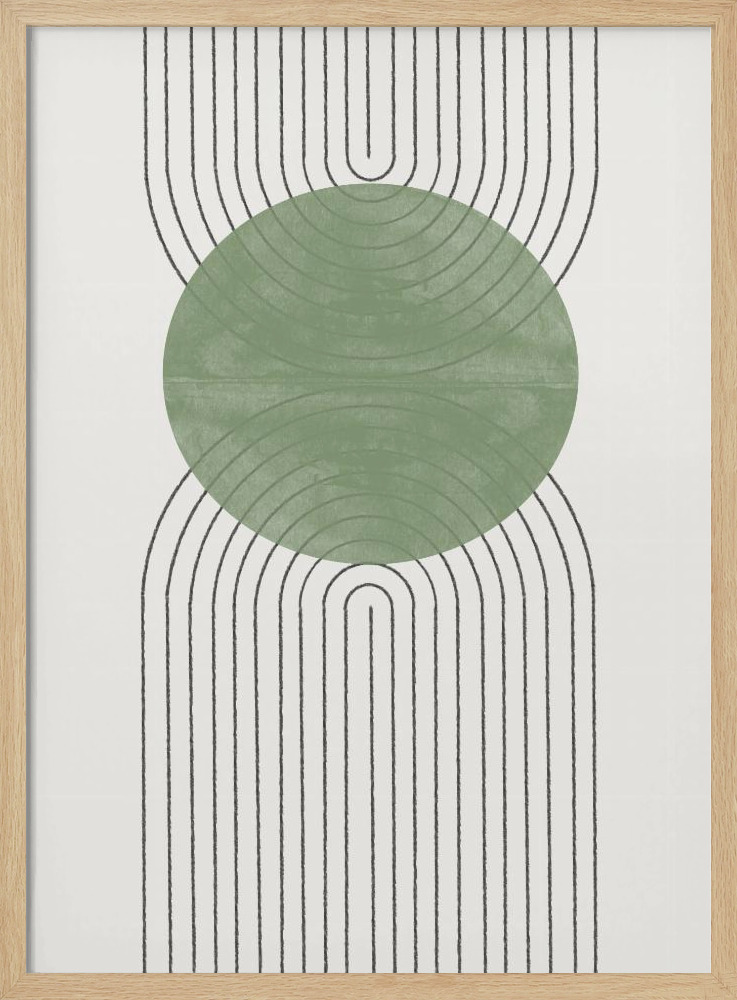 Poster - Green Moon No2. natural wood poster frame