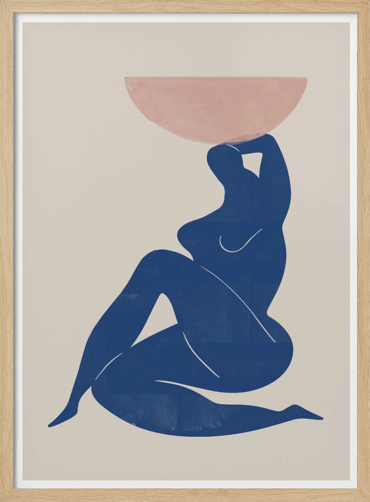 Poster - Vase and Woman natural wood poster frame