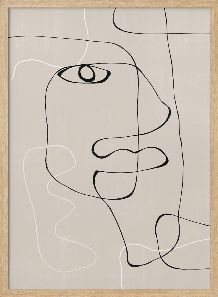 Poster Abstract Face No1. - Affisch natural wood poster frame