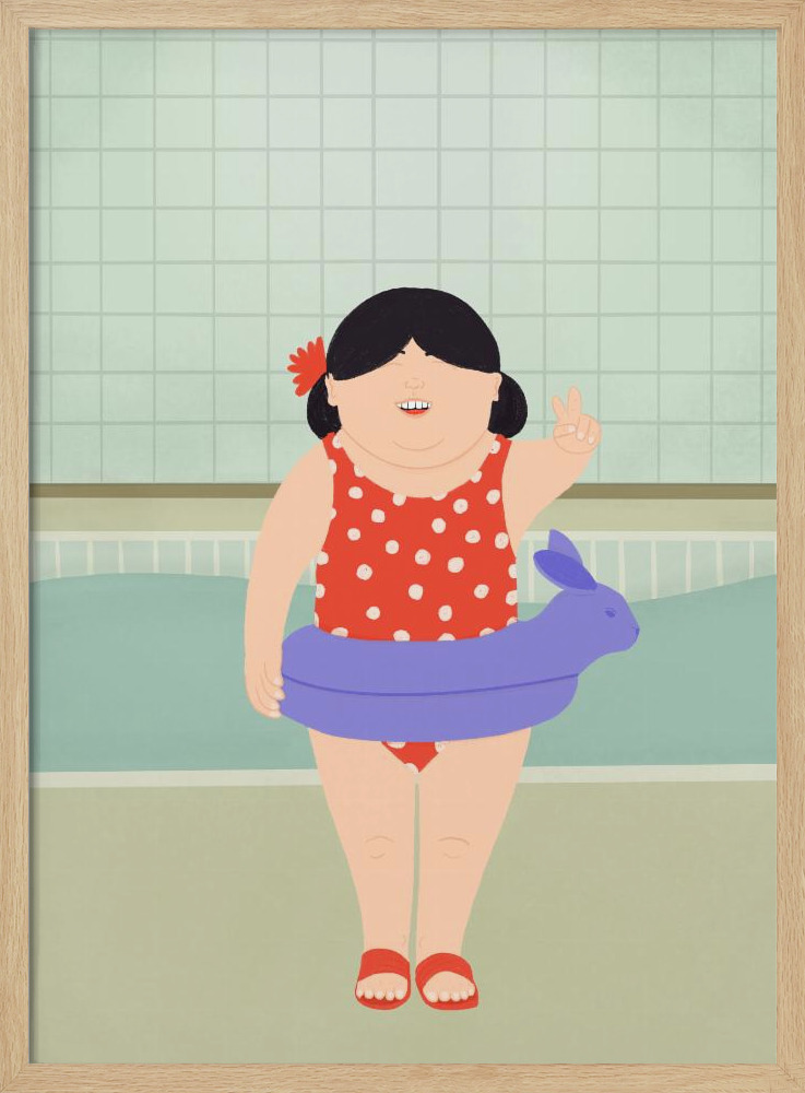 Poster - Swimming Lessons natural wood poster frame