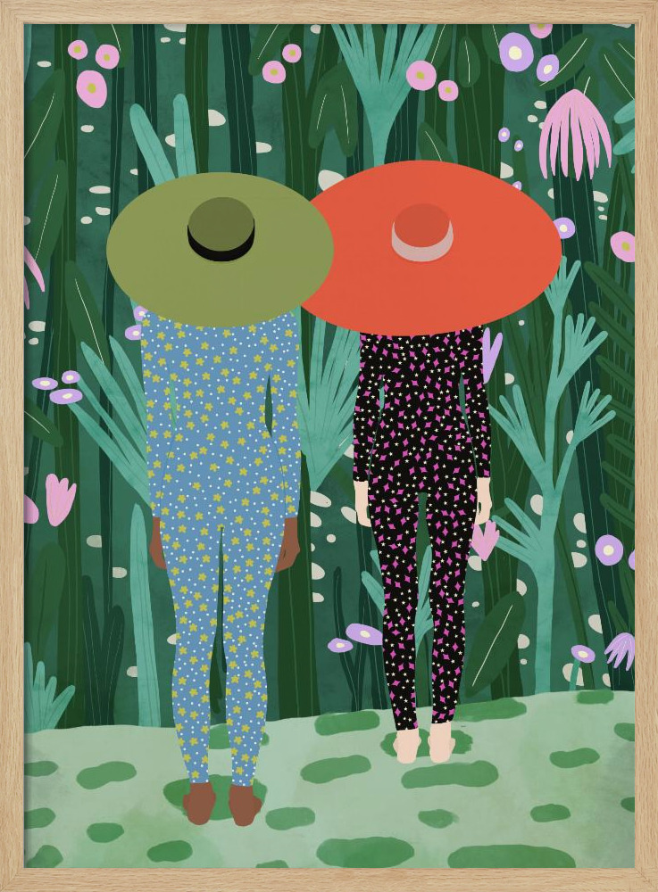 Póster - Jungle Pijamas natural wood poster frame