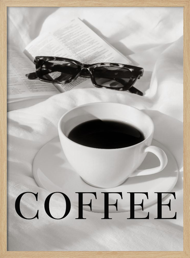 Poster - Coffee in Bed natural wood poster frame