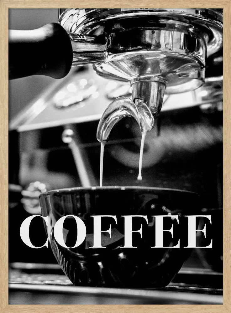Poster - Coffee Text posterframe van natuurlijk hout