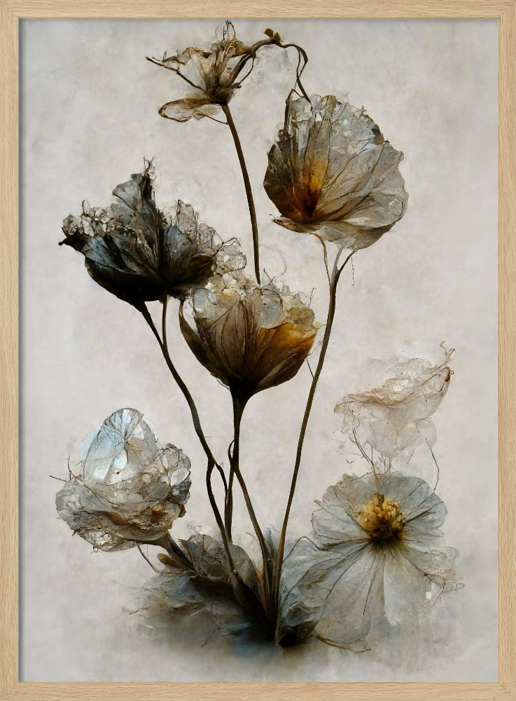 Poster - Crystal Flowers natural wood poster frame