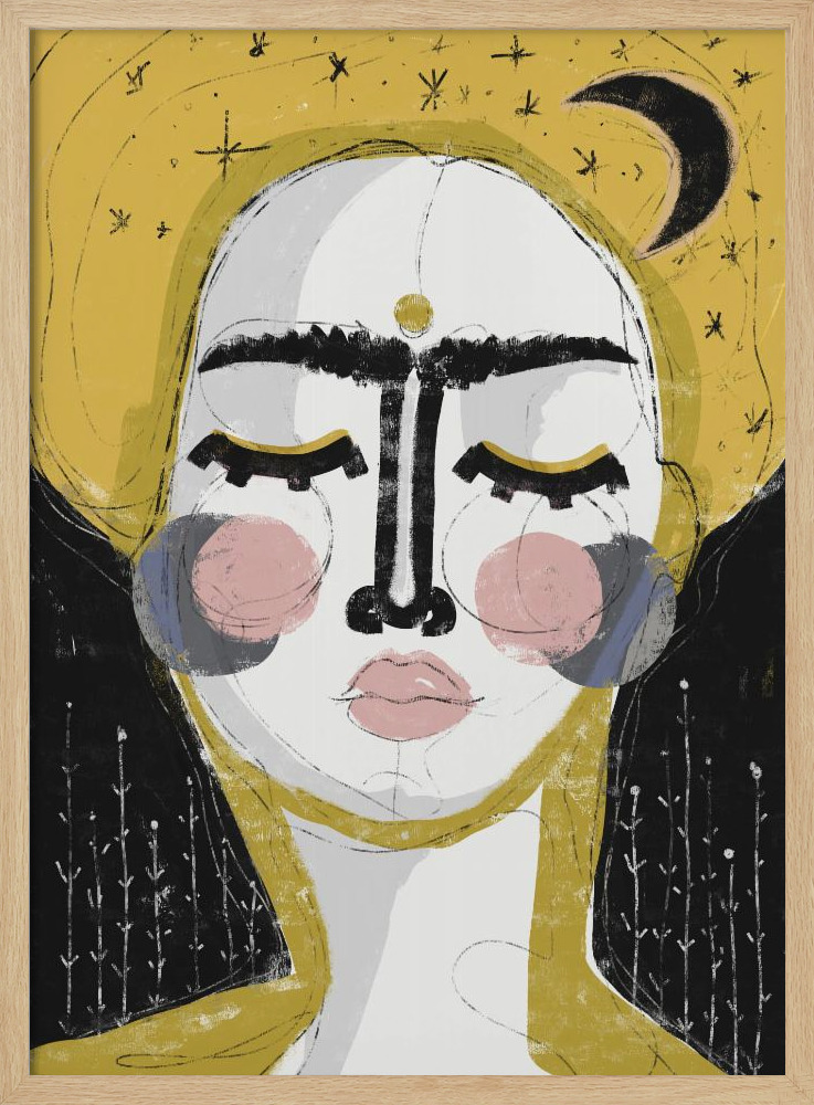 Poster - The Goddess Of The Night natural wood poster frame