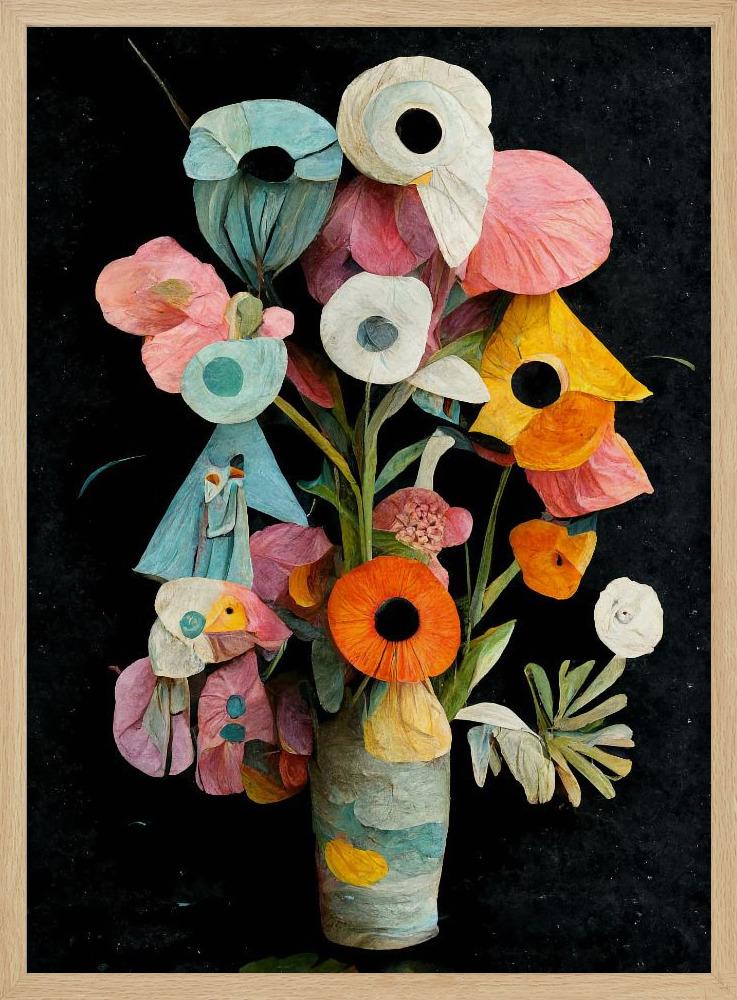 Poster - Les Fleurs natural wood poster frame