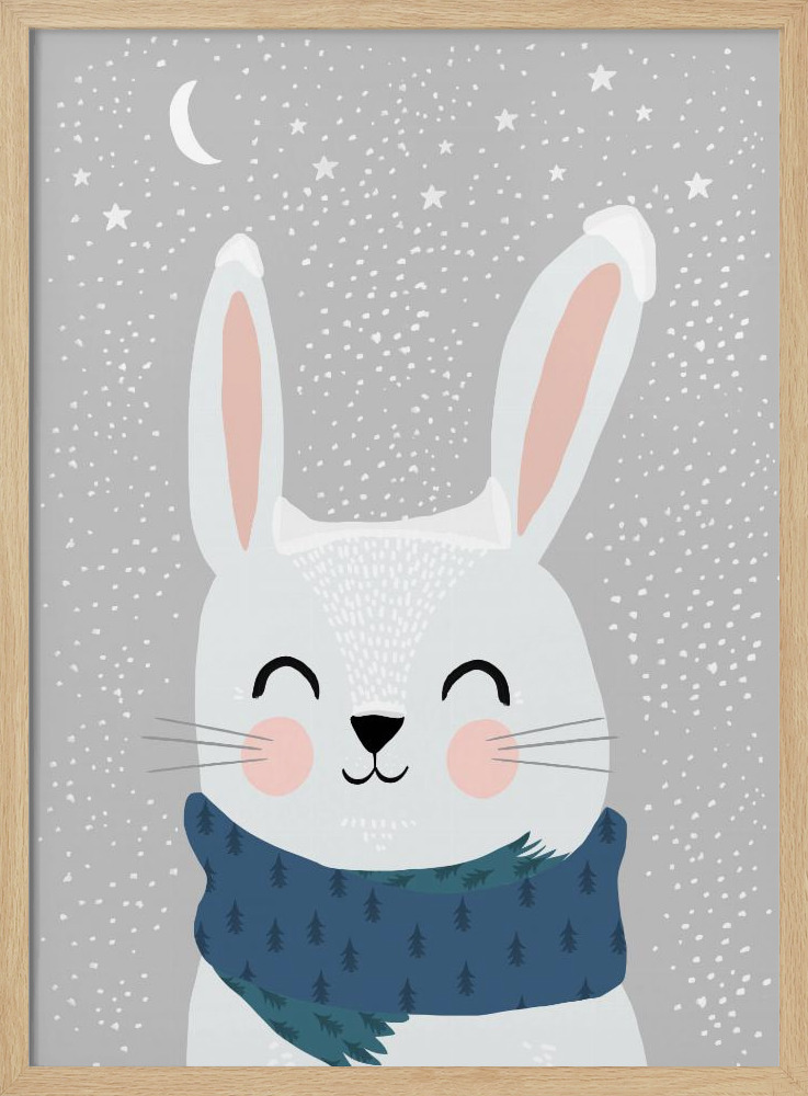 Poster - Snow Bunny natural wood poster frame