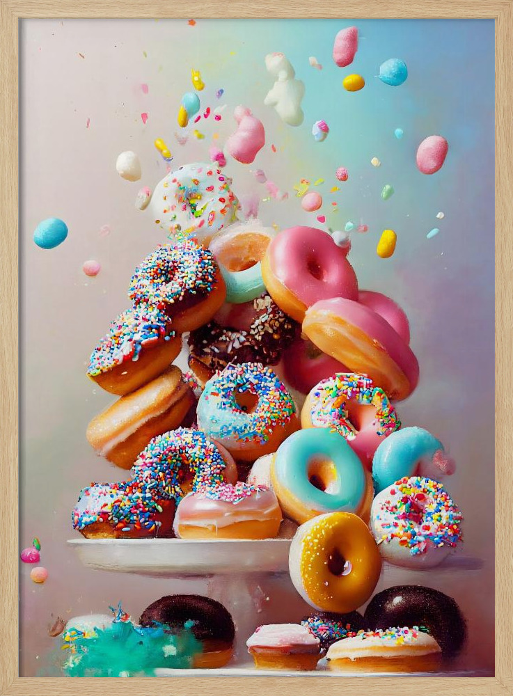 Poster - Donuts! natural wood poster frame