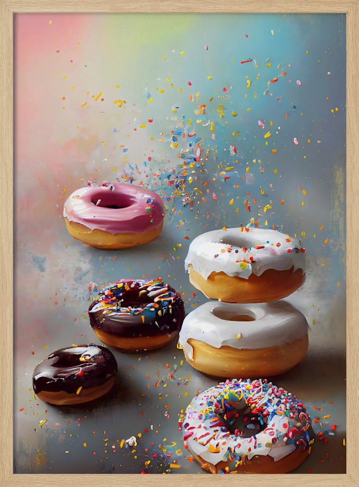 Poster - Yummy Donuts natural wood poster frame