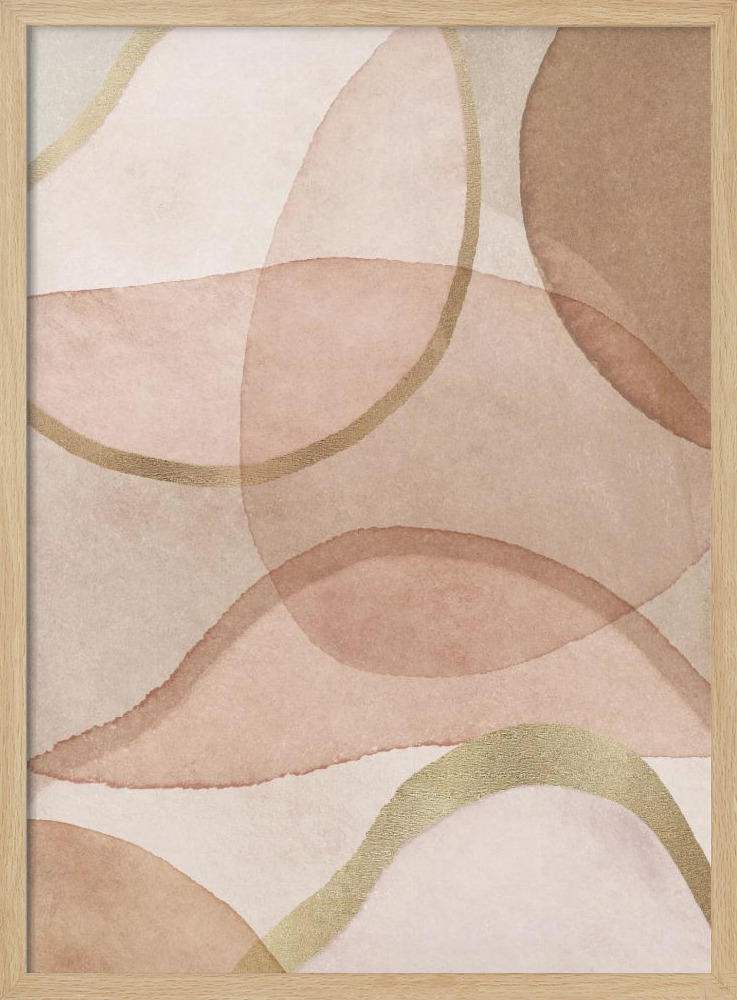 Poster - Blush and Brown Abstract natural wood poster frame