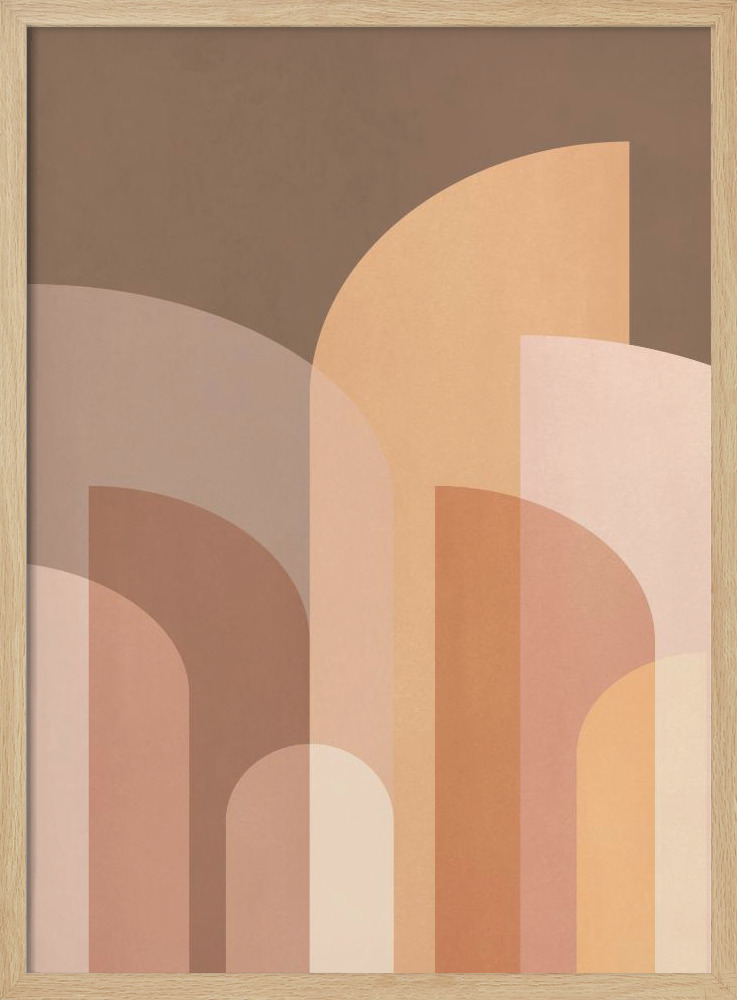 Poster - Retro Geometric II posterframe van natuurlijk hout